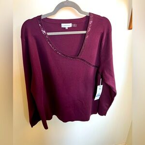 Beautiful Calvin Klein Sweater with Sequin Trim